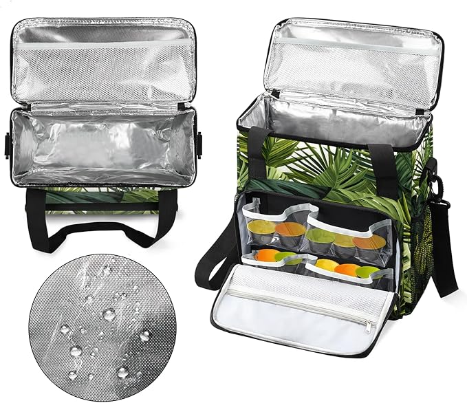 Tropical Palm Leaves Coffee Maker Carring Bag, Large Insulated Storage - Image 3