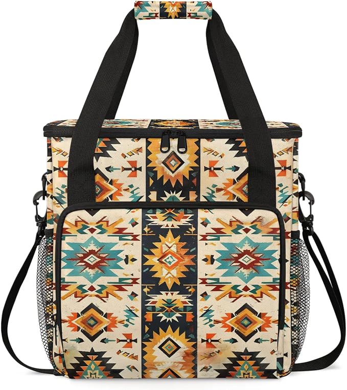 Boho Aztec Western Coffee Maker Carring Bag, Large Insulated Storage Organizer by Home
