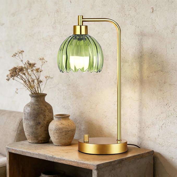 ILLMTW Green Table Lamp Set of 2, Small Glass Bedside Lamps Dimmable Boho - Image 5