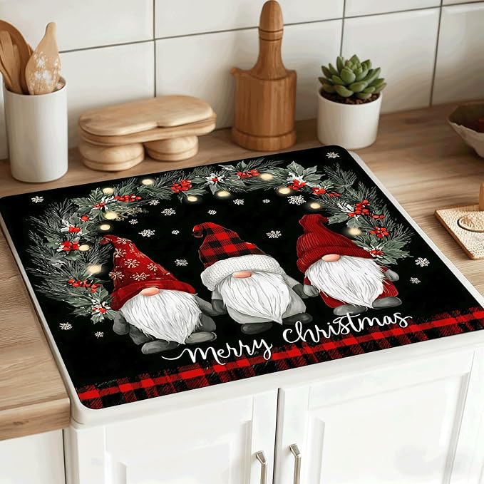 Christmas Gnome Stove Top Cover 28.3 x 20.5 Inches, Heat Resistant Glass Stove - Image 4