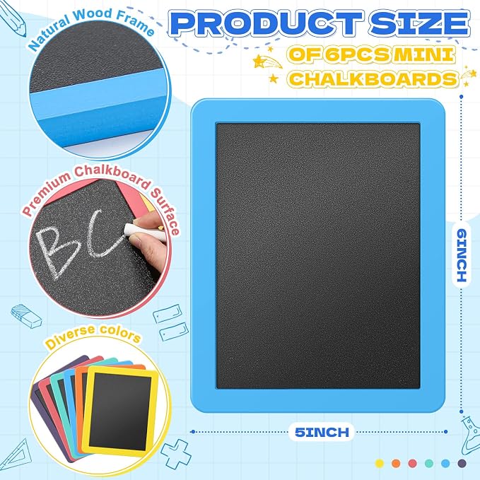 Chinco 6 Pcs Small Slate Chalkboard Mini Chalk Board - Image 2