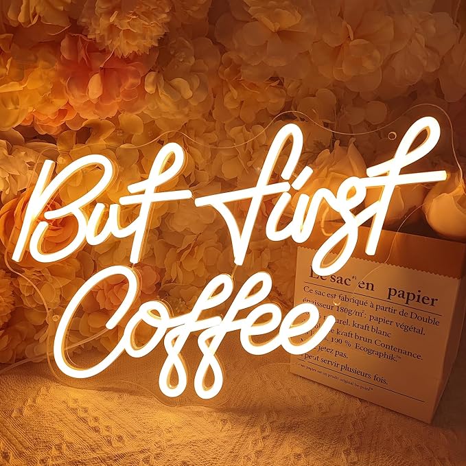 SYLHOME But First Coffee Led Neon Light Signs 5V Home Bedroom Kitchen Office - Image 3