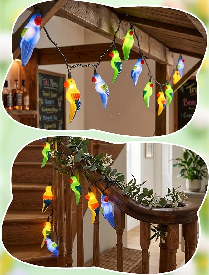Outdoor Tropical Parrot String Lights Plug in, 8.5Ft Outdoor Hawaiian - Image 7