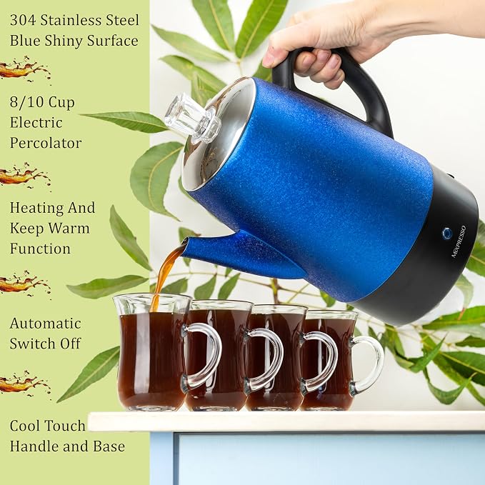 Mixpresso 10 Cup Percolator Coffee Pot Electric, Stainless Steel Coffee - Image 4
