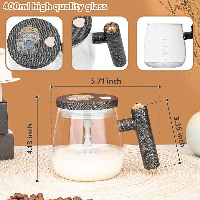 Self Stirring Mug With Lid, Self Mixing Cup, Electric High Speed Blender Mug - Image 6