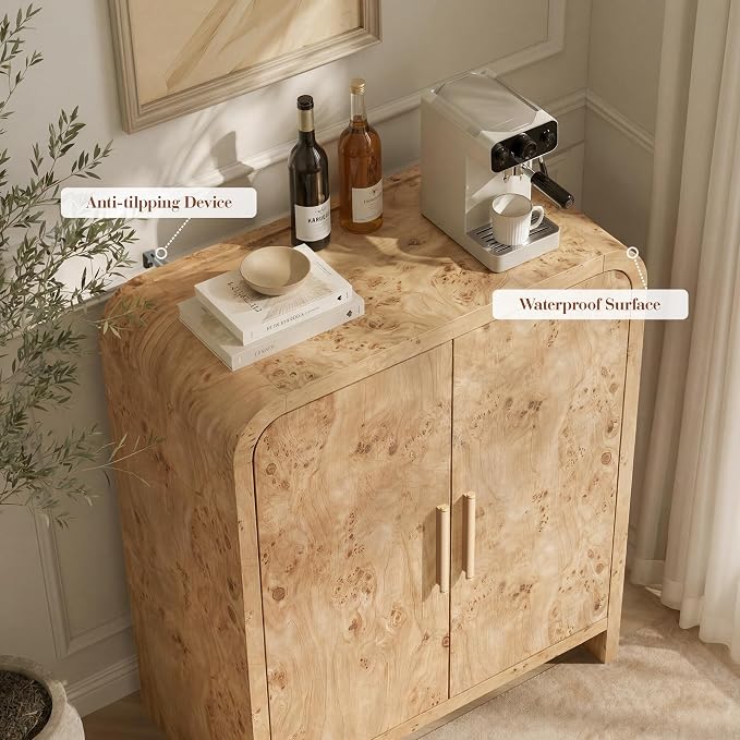 Set of 2 Curved Buffet Storage Cabinet - Image 7