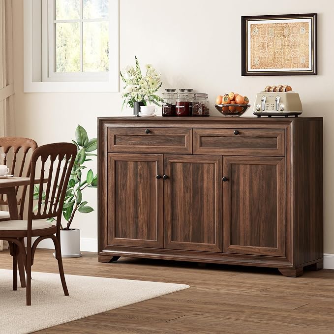 48 Inches Buffet Cabinet with Storage, Farmhouse Sideboard Buffet w/2 Drawers - Image 5