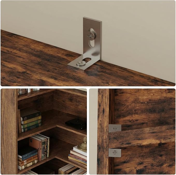 IRONCK Corner Bookshelf with Doors, 6-Tier Tall Corner Bookcase with Storage - Image 5