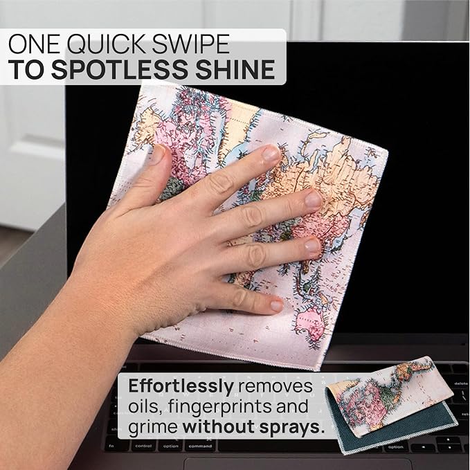 Microfiber Wholesale Quick Cloth Glasses Cleaning Cloths–8x8 World Map 1-Pack - Image 2