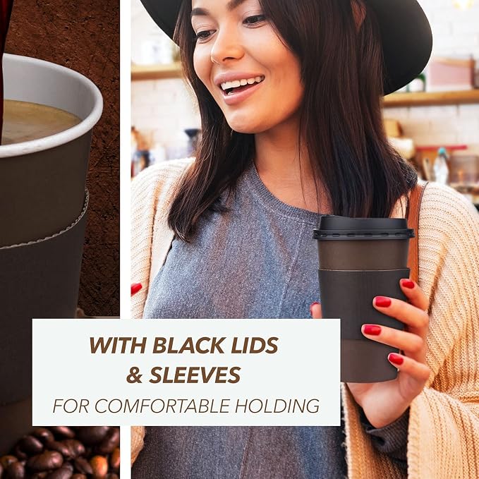 Promora 8 oz Disposable Brown Coffee Cups - Image 5
