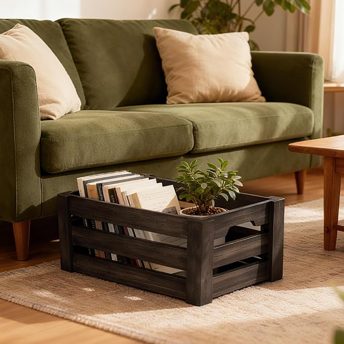 Wooden Storage Crates Set of 3 Nesting Wooden Box - Image 4