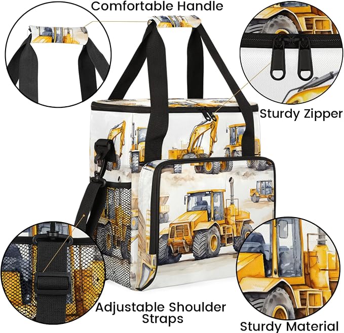 Construction Truck Excavator Coffee Maker Carring Bag, Large Insulated Storage - Image 6