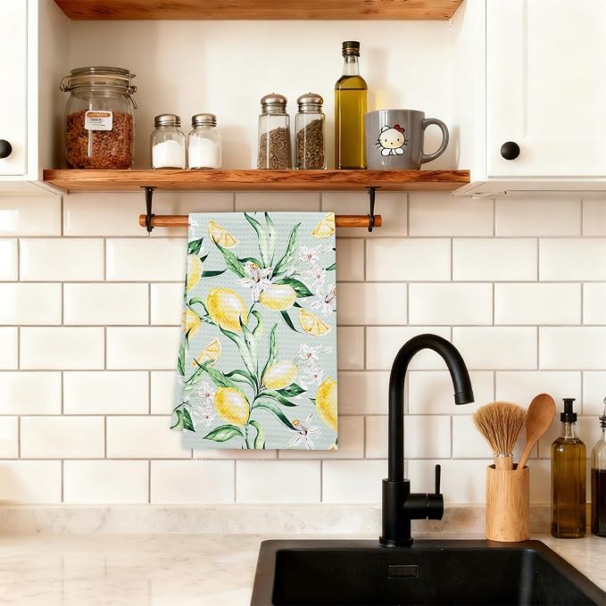Farmhouse Lemon Kitchen Towels, Citrus Fruit Absorbent Hand Towel - Image 3