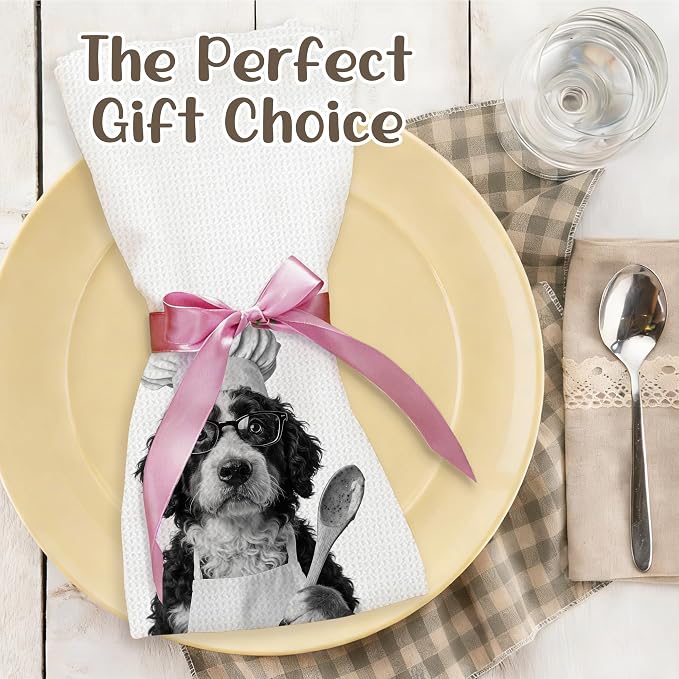 Funny Bernedoodle Kitchen Towels Set of 2, Dog Kitchen Accessories, Dog Chef - Image 5