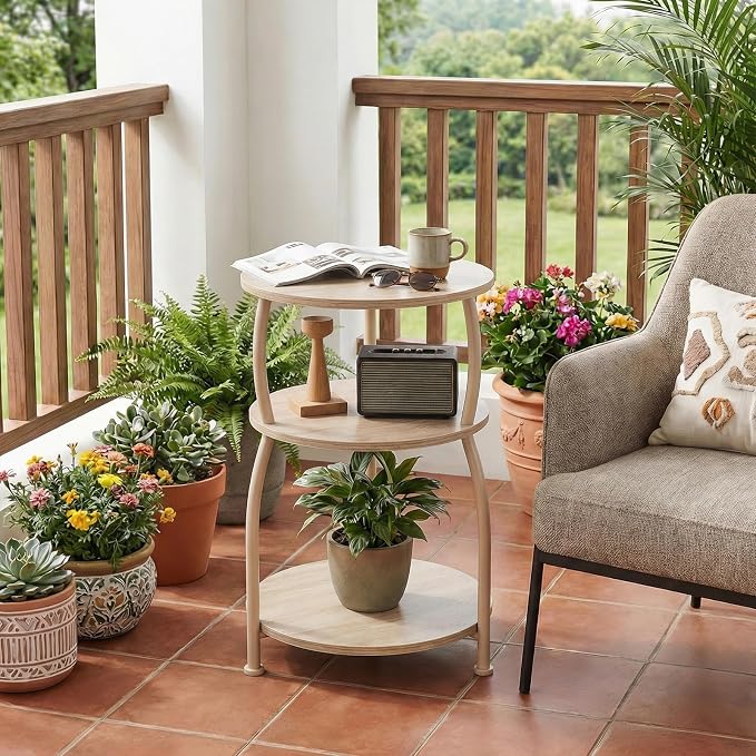 Round Side Table, 3-Tier End Table - Image 6