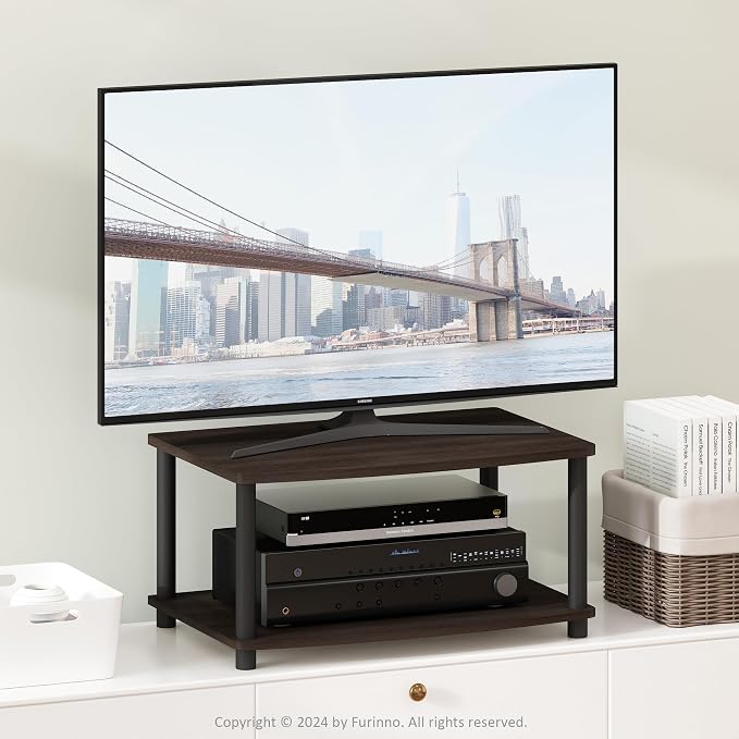 Furinno TURN-N-TUBE TV Riser Stand, 2-Tier Small Elevated No Tools TV Stand - Image 2