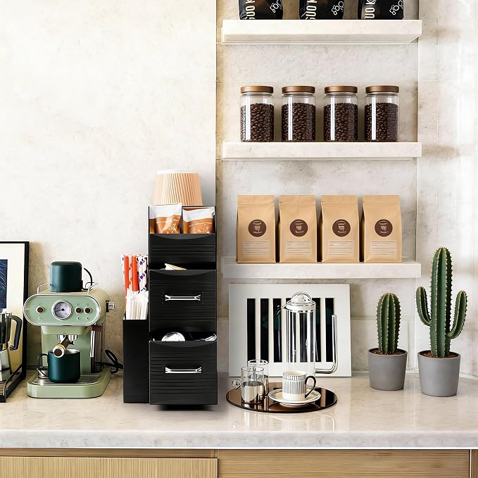 SZQINJI Coffee Condiment Organizer 11-Compartment Breakroom Coffee Station - Image 2