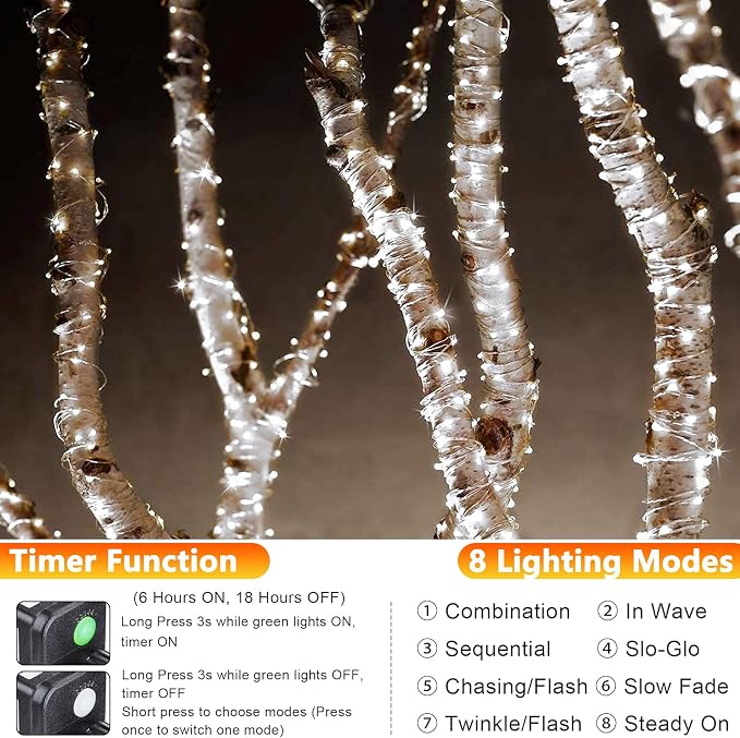 Joomer Fairy String Lights 66FT 200 LEDs Plug in Fairy Lights Indoor Copper - Image 2