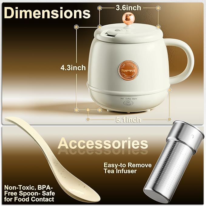 TOPWIT Electric Travel Kettle, 14oz Rapid Heating Up to 212°F, 110V | - Image 8