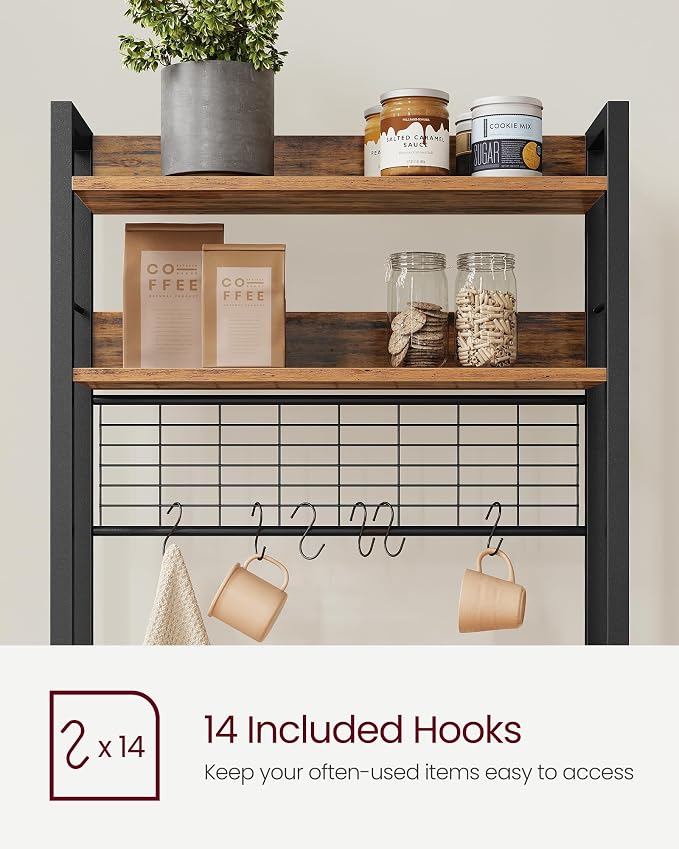 VASAGLE Bakers Rack with Power Outlet, Microwave Stand, Kitchen Tall Utility - Image 8