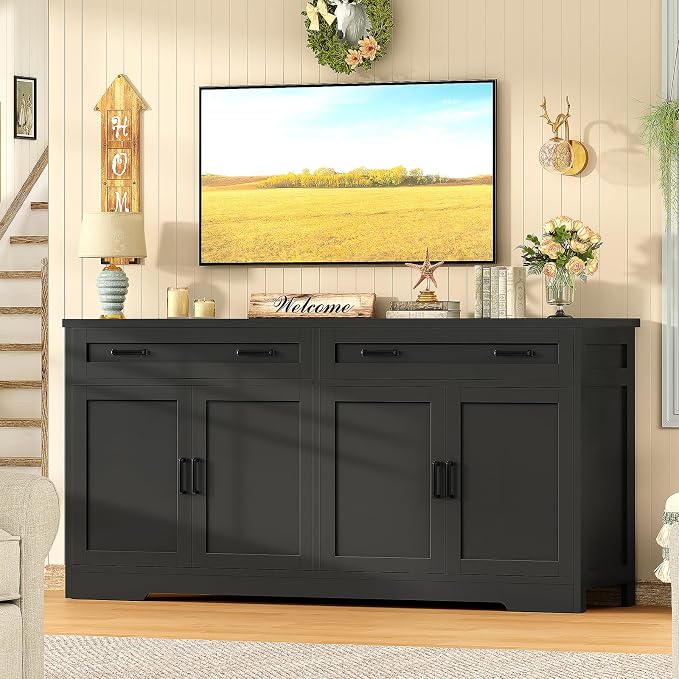 usikey 63" Buffet Cabinet with Storage, Large Sideboard Buffet Cabinet with 2 - Image 4