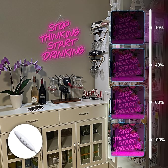 Stop Thinking Start Drinking Neon Sign Pink Led Neon Signs Letter Neon Lights - Image 7