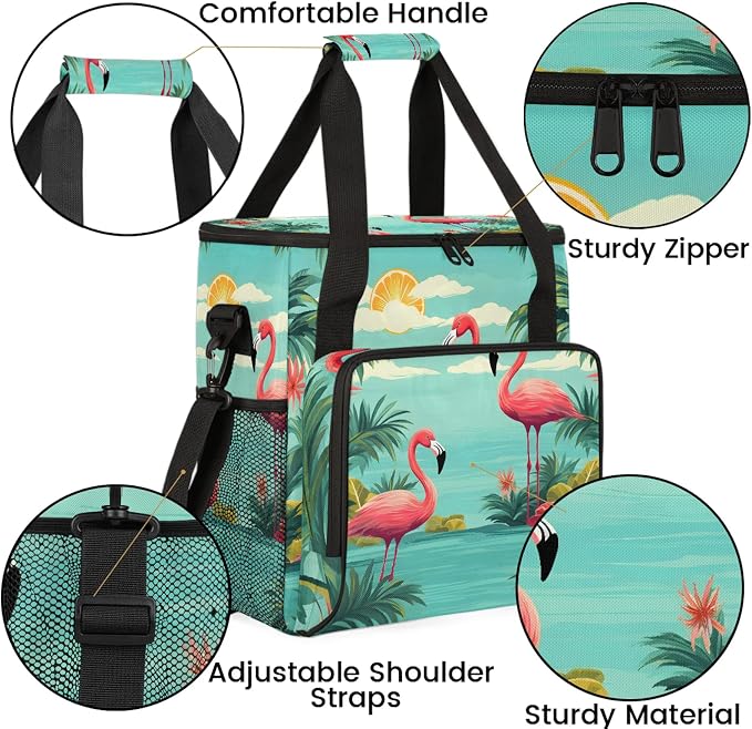 Tropical Flamingo Coffee Maker Carring Bag, Large Insulated Storage Organizer - Image 6