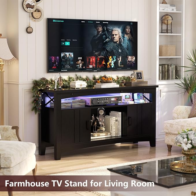 Armocity Farmhouse Coffee Bar Cabinet, Liquor Cabinet Bar - Image 8