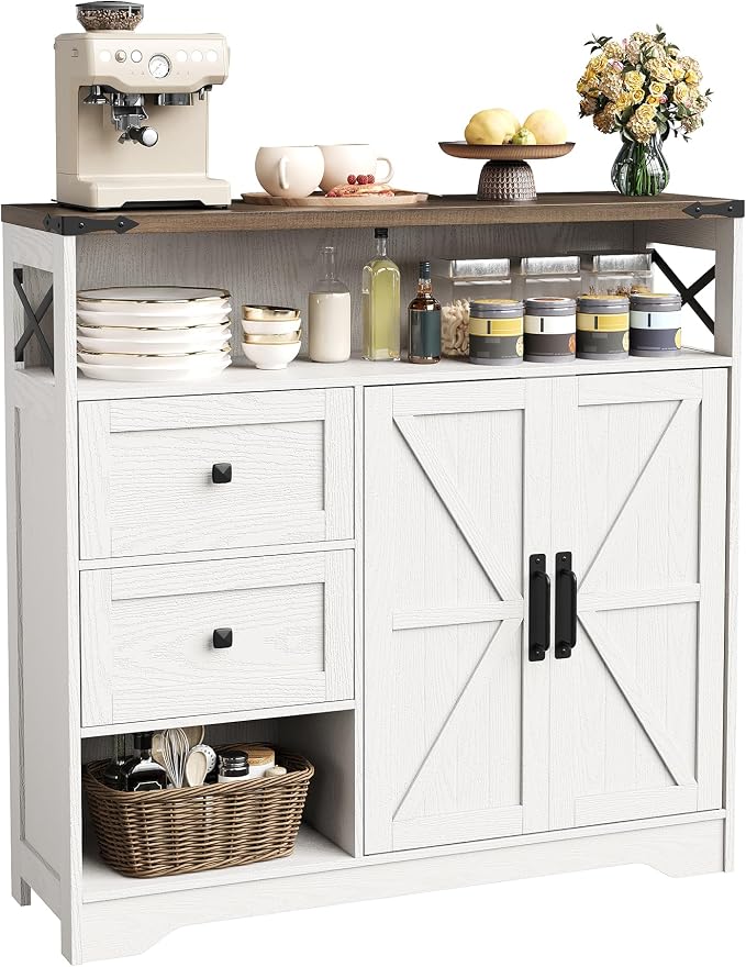 Vabches Farmhouse Buffet Sideboard Cabinet by Vabches