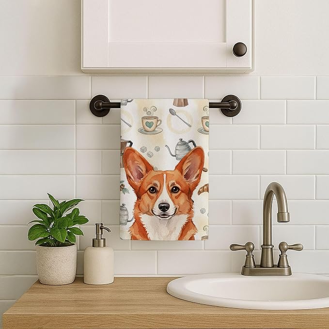 Caroline's Treasures Red Cardigan Welsh Corgi Coffee Bar Kitchen Towel Velour - Image 7