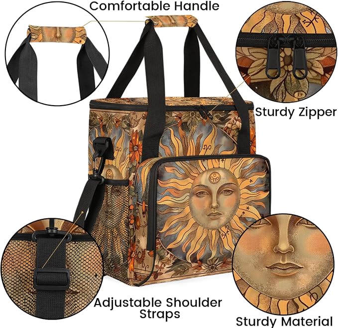 Vintage Sun Coffee Maker Carring Bag, Large Insulated Storage Organizer Case - Image 6