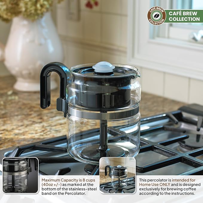 Café Brew Collection 8-Cup Glass Stovetop Percolator Coffee Pot - Image 5
