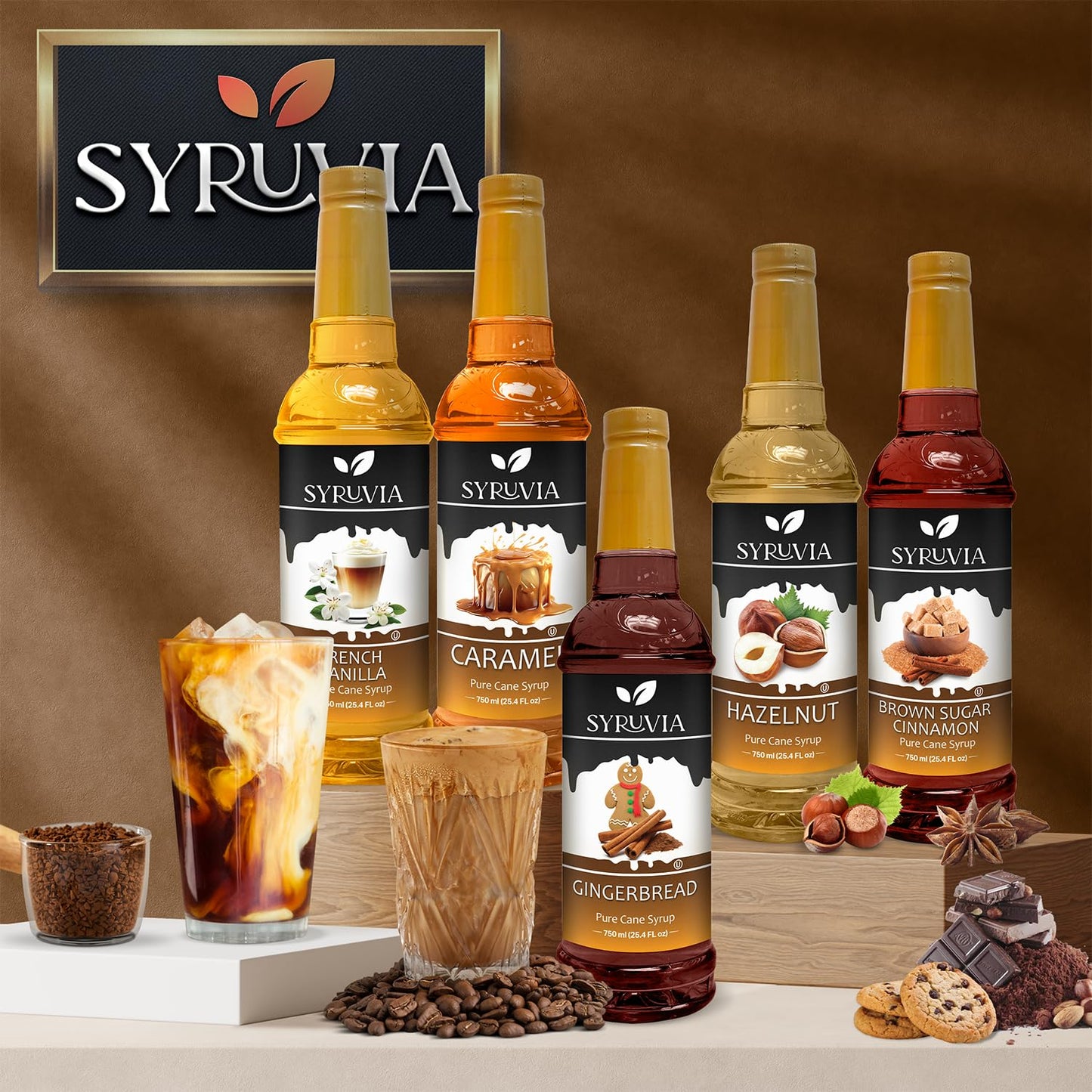 Syruvia Pistachio Latte Syrup for Coffee 25.4 fl oz - Kosher, Gluten-Free, Ideal for Elevating Your Culinary and Beverage Adventures