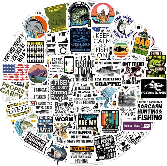 100Pcs Funny Fishing Stickers — Fisherman Decals by BulbaCraft