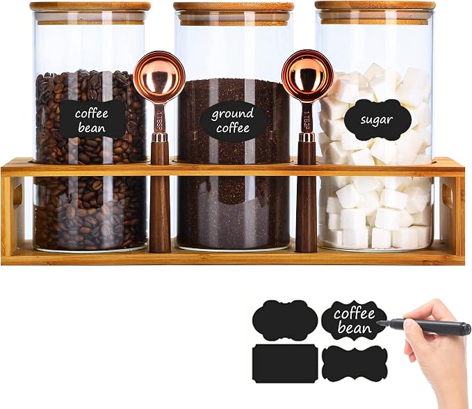 ZOMUIA Glass Coffee Containers Airtight Coffee Bean Storage Canisters by ZOMUIA