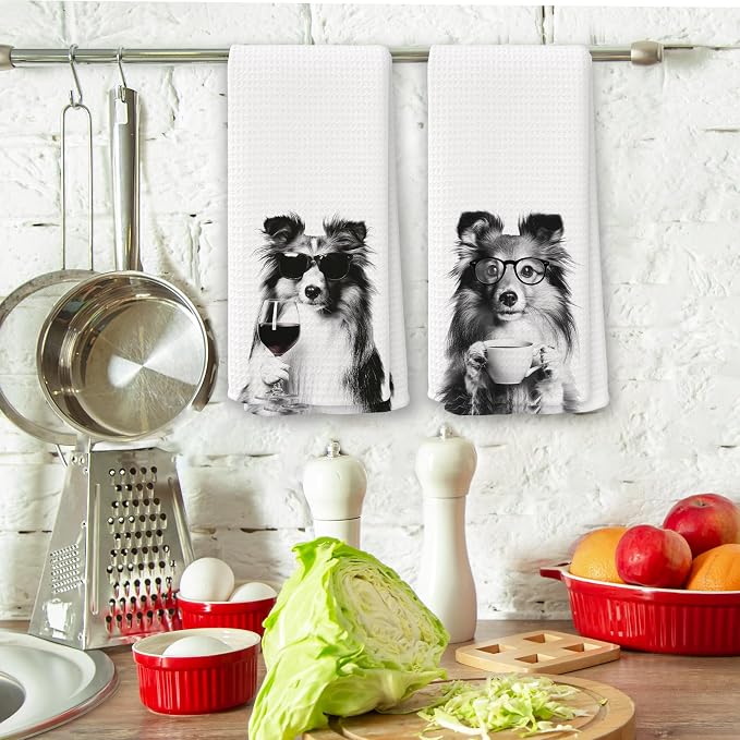 Funny Chef Shetland Sheepdog Kitchen Towels Set of 2, Shetland Sheepdog Dog - Image 3