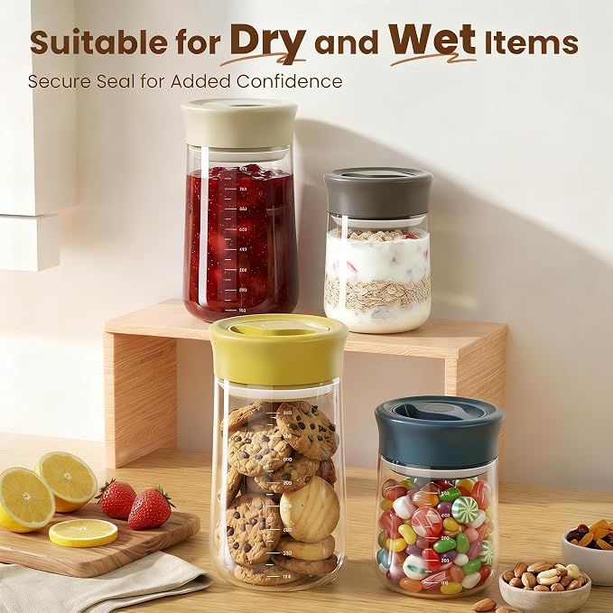 OURCABECUE Wide Mouth Mason Jar 16oz, Newly Upgraded Easy Open Rotating Lid - Image 4