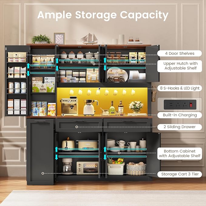 Itaar 71" Kitchen Pantry Cabinet - Image 4