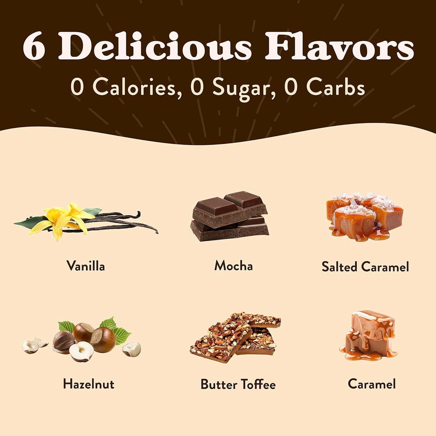 Jordan's Skinny Syrups Sugar Free Coffee Syrup, Vanilla, Salted Caramel, Hazelnut, Mocha, Butter Toffee, and Caramel Syrups, Zero Calorie Flavoring, 25.4 Fl Oz (Pack of 6), Sampler Variety Pack