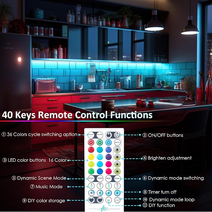 LAFULIT 10 PCS RGB Under Cabinet Lights Kit, App and Remote Control Led Strip - Image 4