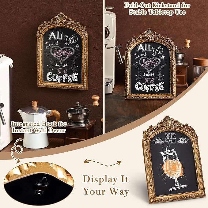 Framed Tabletop Chalkboard Sign, Rustic Frame, Hanging Chalkboard, Menu Board - Image 4