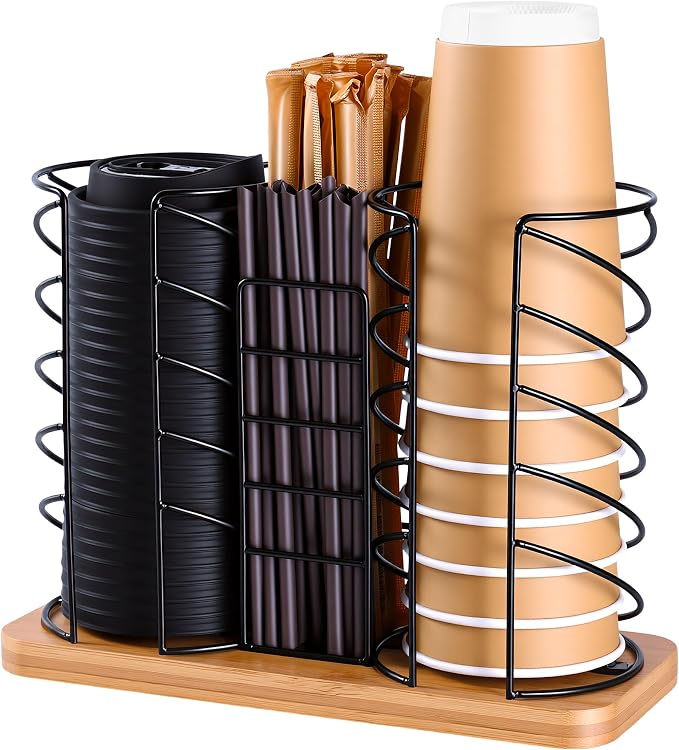Coffee Station Organizer for Countertop, Cup and Lid Organizer by Mozabol