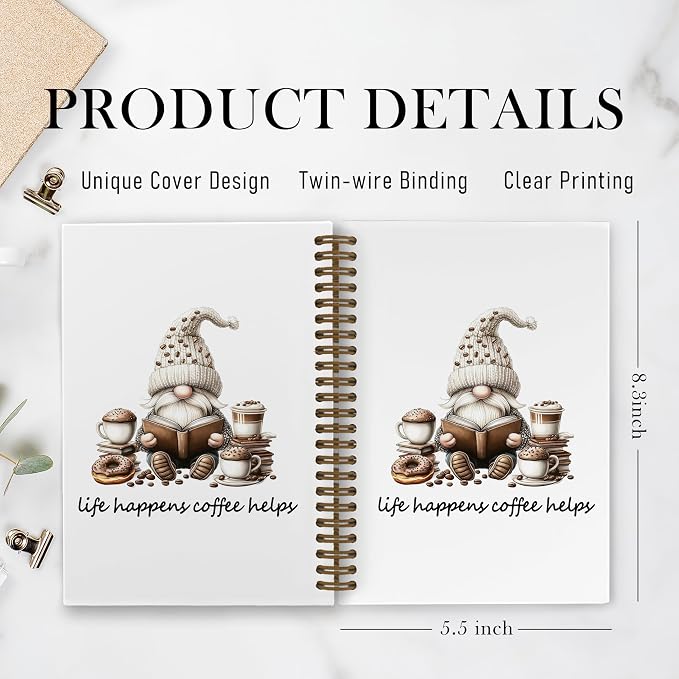 Funny Coffee Gnomes Spiral Notebook, Coffee Lovers Gifts Journal Notebook - Image 7
