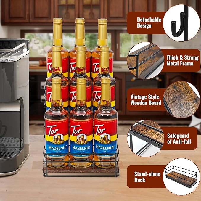 9 Bottle Coffee Syrup Rack Organizer 3 Tier Syrup Holder Stand - Image 4