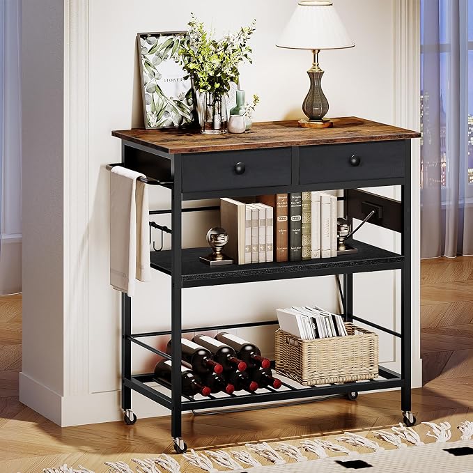 HOOBRO Kitchen Island with Storage, Rolling Island Cart - Image 4