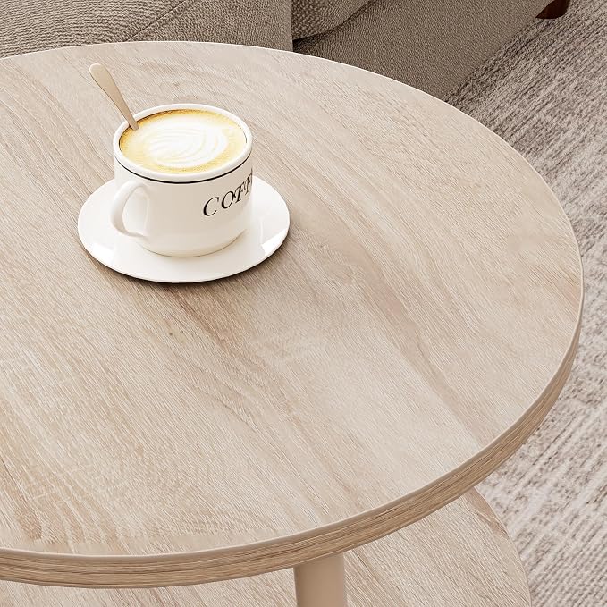 Round Side Table with Power Outlet & USB Ports, 3-Tier End Table with Storage - Image 9