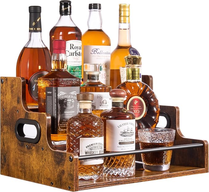 YQBRAO Liquor Bottle Display Shelf, 3-Tier Bar Shelves by Unknown