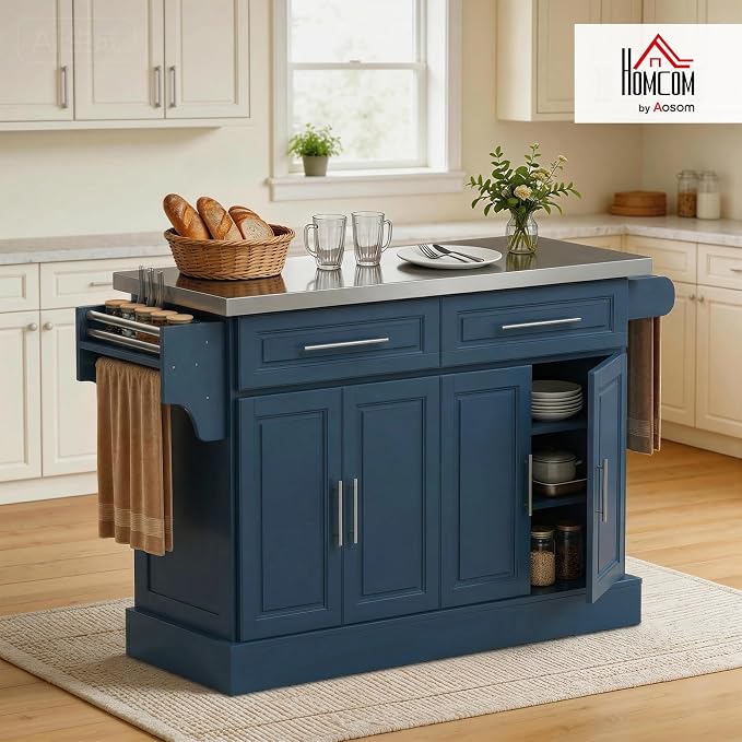 HOMCOM Rolling Kitchen Island Cart - Image 2