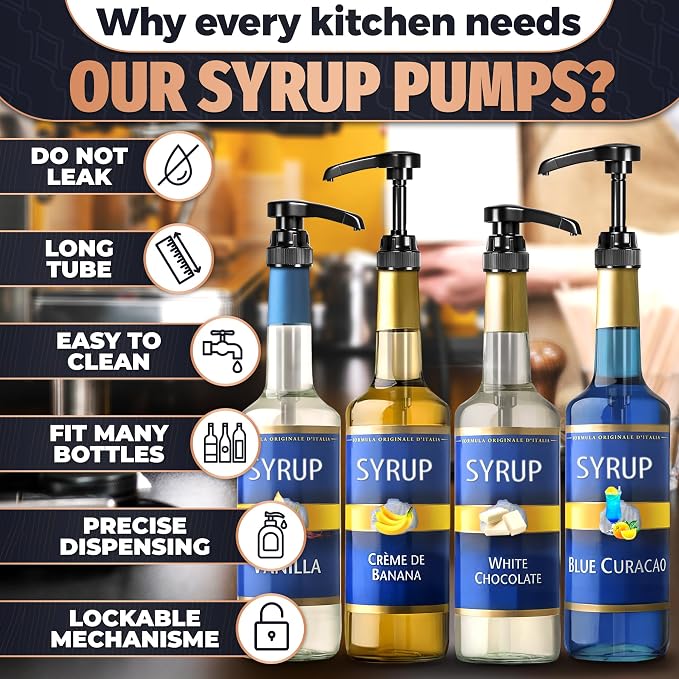 8 Pcs Pumps for Syrup Bottles Black - Image 5