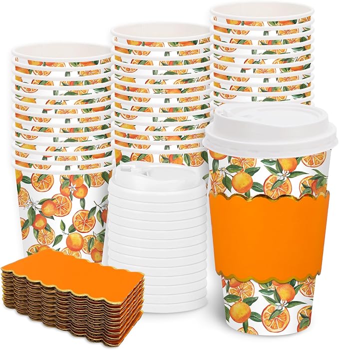 JarThenaAMCS 50 Sets Orange Coffee Cups by JarThenaAMCS